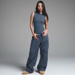 SKIMS Outdoor Woven Wide Leg Pant in Indigo